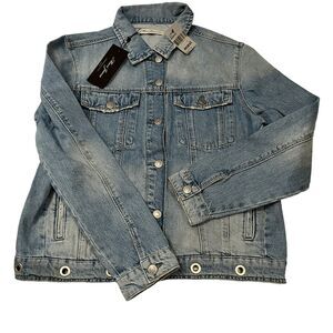 Mavi‎ Jeans Co. Women's Denim Jacket Size S Light Wash Button Front Grommet Hem